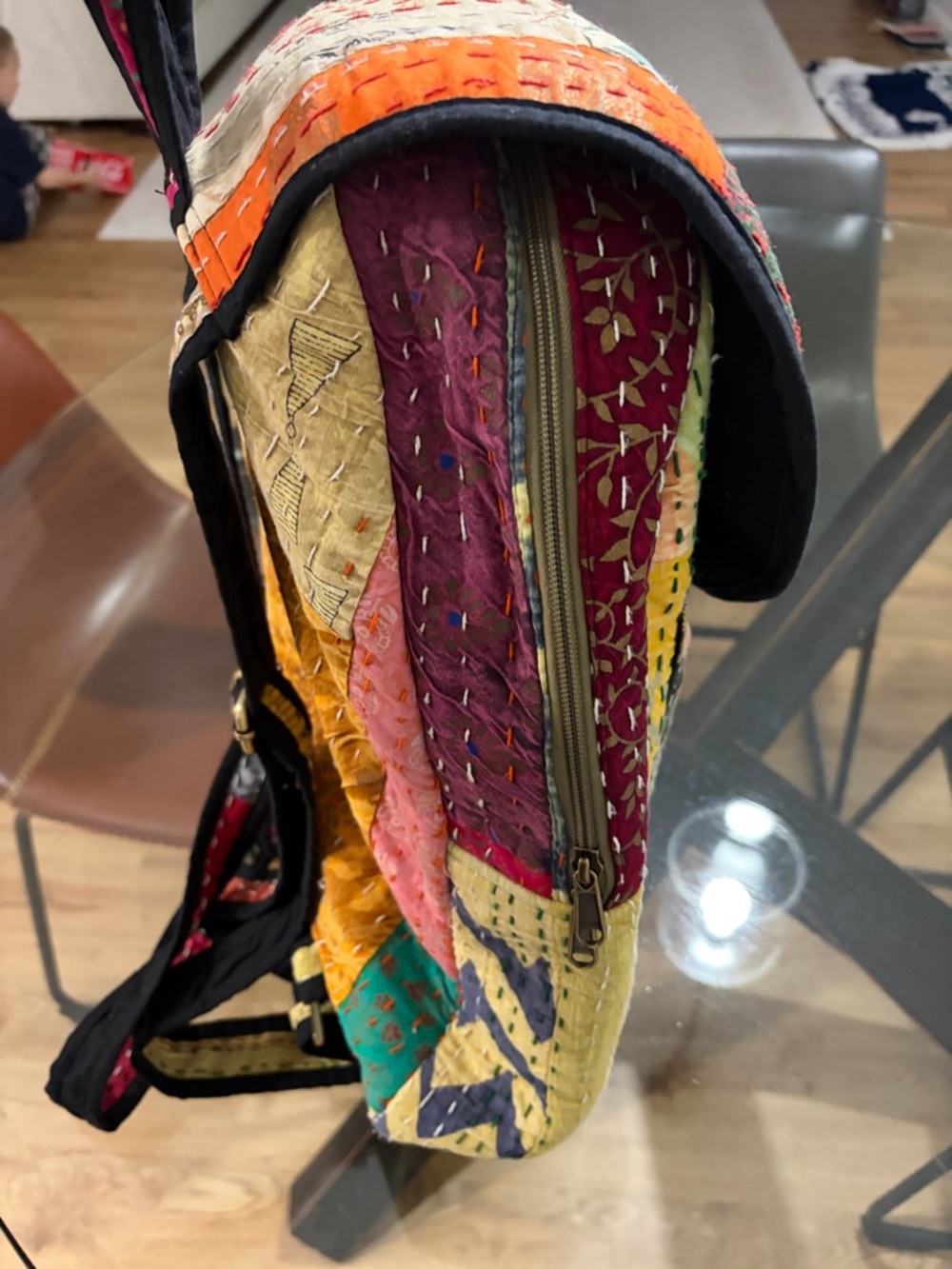 Patchwork Quilted Floral Multi-Color Women’s Backpack - Picture 3 of 7
